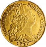 BRAZIL. 6400 Reis, 1777-B. Bahia Mint. Jose I. PCGS AU-53 Gold Shield.