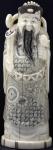 Ivory sculpture, 19th century standing figure of a ChineseEmperors. Fine engravings, details black a