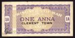 Prisoner of War Camp money, India, 1 annas, Clement Town, ND (1939-45), uniface, (Razack-Jhunjhunwal