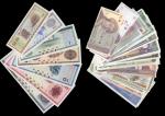 1979年中国银行外汇券样票一组7枚，1角至100元，及25枚现代南美钞票，外汇券50元及100元VF至EF品相，其馀混合品相。Bank of China, a set of 7 Foreign Ex