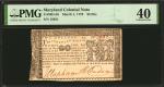 Lot of (2) MD-56 & MD-59. Maryland. March 1, 1770. $2 (9s) & $8. PMG Extremely Fine 40 & PCGS Bankno