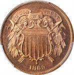 1869 Two-Cent Piece. Proof-65 RD (PCGS). CAC.