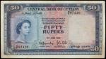CEYLON. Central Bank of Ceylon. 50 Rupees, 3.6.1952. P-52.