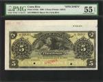 COSTA RICA. Banco de Costa Rica. 5 Pesos, 1899. P-S163s. Specimen. PMG About Uncirculated 55 EPQ.