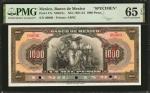MEXICO. El Banco de Mexico. 1000 Pesos, ND; 1931-34. P-27s. Specimen. PMG Gem Uncirculated 65 EPQ.