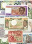 A group of African banknotes, including Algeria, Belgian Congo (2), Comoros, French West Africa, Gab
