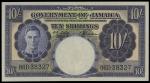 Jamaica. Government of Jamaica. 10 Shillings. 1960. P-46. Purple. George VI portrait at left. An int