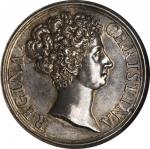 SWEDEN. Christina Silver Abdication Medal, 1680. Karl XI. NGC MS-63.