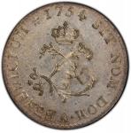 1754-A Sou Marque. Paris Mint. Vlack-34a. Rarity-4. Second Semester. AU-58 (PCGS).