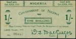 NIGERIA. Government of Nigeria. 1 Shilling, 1918918. P-1. PMG Very Fine 35.