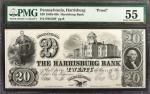 Harrisburg, Pennsylvania. Harrisburg Bank. 1840s-60s. $20. PMG About Uncirculated 55. Proof.