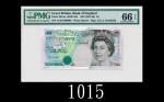 1991-98年英伦银行5镑，AC03 000003号1991-98 Bank of England 5 Pounds, ND, s/n AC03 000003. PMG EPQ66 Gem UNC