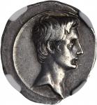 OCTAVIAN. AR Denarius (3.85 gms), Uncertain Mint in Italy (Rome?), ca. 30-29 B.C. NGC Ch VF, Strike: