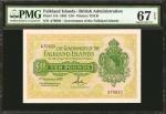 FALKLAND ISLANDS. British Administration. 10 Pounds, 1982. P-11b. PMG Superb Gem Uncirculated 67 EPQ