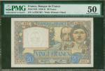 1941年法国银行20法郎，编号A.6783 987, PMG 50