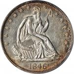 1846 Liberty Seated Half Dollar. WB-16. Rarity-3. Tall Date. AU-55 (PCGS).