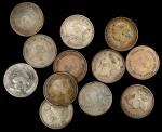 1888-1900年海峡殖民地半圆银币一组。12枚。STRAITS SETTLEMENTS. Group of 50 Cents (12 Pieces), 1888-1900. Victoria. A