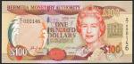 Bermuda Monetary Authority, $100, 2000, serial number Z/1 000146, red and multicoloured, Elizabeth I