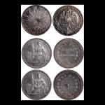1894A及1903A法属安南银元2枚一组，以及1880年墨西哥8雷亚尔，AVF品相，有戳印