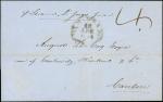 Hong Kong Treaty Ports Canton 1854 (16 Apr.) incoming mail, wrapper from Manila " p Steamer, p Gange