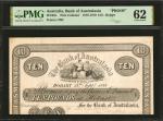 1878-1910年澳洲银行10英镑。单面样张。 AUSTRALIA. Bank of Australasia. 10 Pounds, 1878-1910. P-Unlisted. Proof. PM