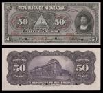 Nicaragua. Republic of Nicaragua. 50 Cordobas. 1910. P-48s2. Black on purple and multicolor. Columbu