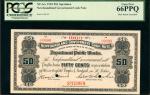 CANADA-NEWFOUNDLAND. Newfoundland Government Cash Note. 50 Cents, 1903. P-3s. Specimen. PCGS Gem New