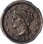 1848 Braided Hair Cent. N-33. Rarity-5. AU-50BN (NGC).