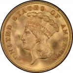 1860 Three-Dollar Gold Piece. Mint State-67+ (PCGS).