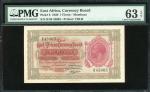 East Africa Currency Board, 1 florin, 1 May 1920, serial number B/36 43003, red, white, brown and gr