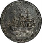 1778-1779 (ca. 1780) Rhode Island Ship Medal. Betts-563, W-1745. Wreath Below Ship. Pewter. AU-55 (P