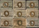 Lot of (9) Fr. 1316, 1317, 1318, 1320, 1321 & 1322. 50 Cents. Second Issue. Very Fine to Uncirculate
