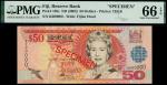 Reserve Bank of Fiji, specimen 50 dollars, ND (2002), (Pick 108s), in PMG holder 66 EPQ Gem Uncircul