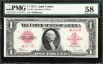 Fr. 40*. 1923 $1 Legal Tender Star Note. PMG Choice About Uncirculated 58.