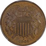 1864 Two-Cent Piece. Large Motto. MS-63 BN (PCGS).