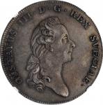 SWEDEN. Riksdaler, 1777-OL. Stockholm Mint. Gustaf III. NGC AU-58.