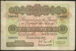 Government of Ceylon, 10 rupees (5), 1929, 1934, 1935, 1938, 1939, blue prefixes C/75, D/10, D/15, D