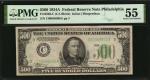 Fr. 2202-C. 1934A $500 Federal Reserve Note. Philadelphia. PMG About Uncirculated 55.