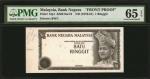 1976-81年马来西亚国家银行1令吉。单面正面样张。 MALAYSIA. Bank Negara. 1 Ringgit, ND (1976-81). P-13p1. Front Proof. PMG