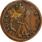 Undated (ca. 1652-1674) St. Patrick Farthing. Martin 8a.1-Ba.3, W-11500. Rarity-5+. Copper. Martlet 