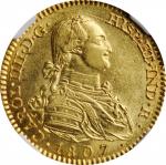 SPAIN. 2 Escudos, 1807-M AI. Madrid Mint. Charles IV. NGC AU-58.