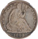 1848-O Liberty Seated Half Dollar. WB-23. Rarity-3. Early Die State. EF-40 (NGC).
