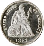 1881 Liberty Seated Dime. Proof-67 (PCGS). CAC.