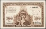 NEW CALEDONIA. Banque De LIndo-Chine. 100 Francs, ND (1942). P-44.