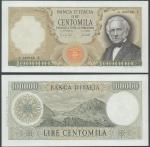 Banca dItalia, 100000 lire, 8 June 1970, serial number A 090150 Z, pale brown, black and green, Manz