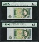 Bank of England, John Brangwyn Page (1970-1980), ｣1 (2), ND (1978), serial number A01 054123/054124,