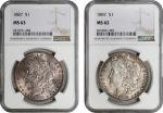 Lot of (2) Mint State 1887 Morgan Silver Dollars. (NGC).