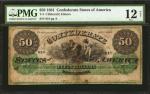 T-4. Confederate Currency. 1861 $50. PMG Fine 12 Net. Restoration.