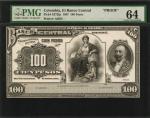 COLOMBIA. El Banco Central. 100 Pesos, 1907. P-S372fp. Proof. PMG Choice Uncirculated 64.