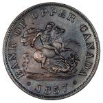 CANADA, Upper Canada, Bank of Upper Canada, copper 1/2 penny token, 1857, ex-Loye, ex-Baker.